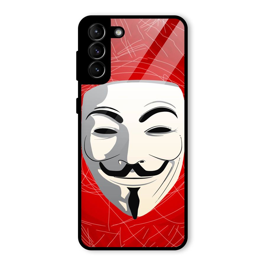 Anonymous Mask Abstract Glass Back Case for Galaxy S21 Plus
