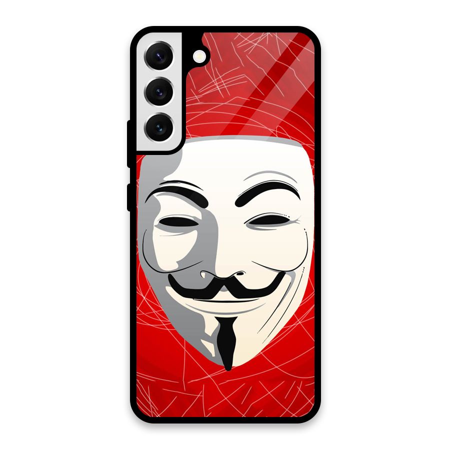 Anonymous Mask Abstract Glass Back Case for Galaxy S22 Plus 5G