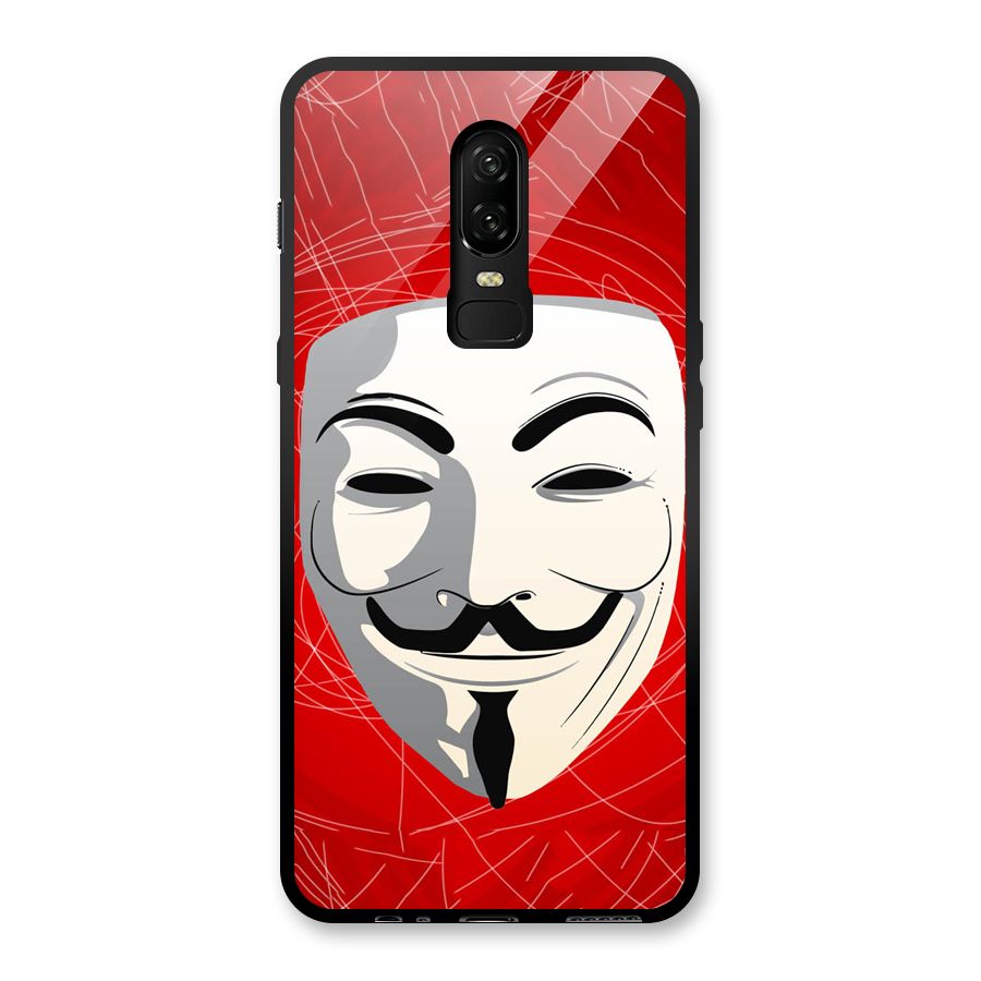 Anonymous Mask Abstract Glass Back Case for OnePlus 6