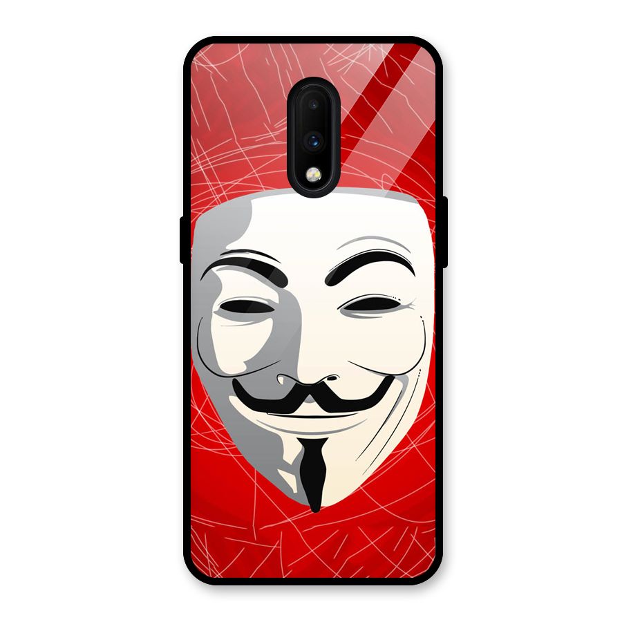 Anonymous Mask Abstract Glass Back Case for OnePlus 7