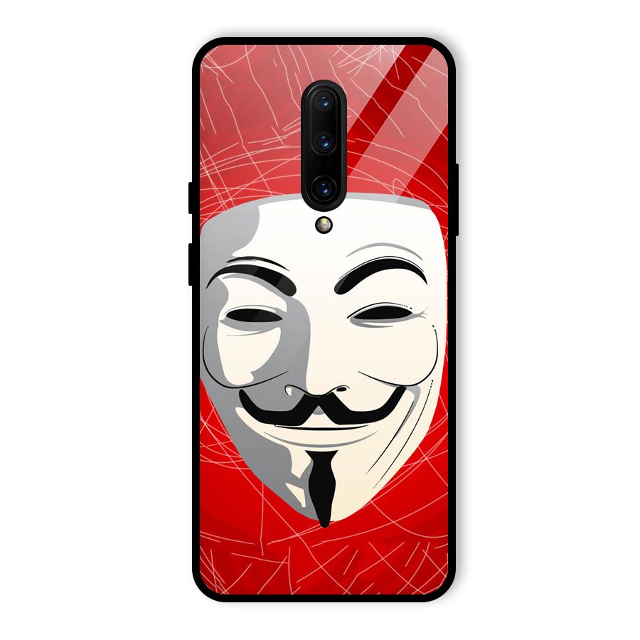 Anonymous Mask Abstract Glass Back Case for OnePlus 7 Pro