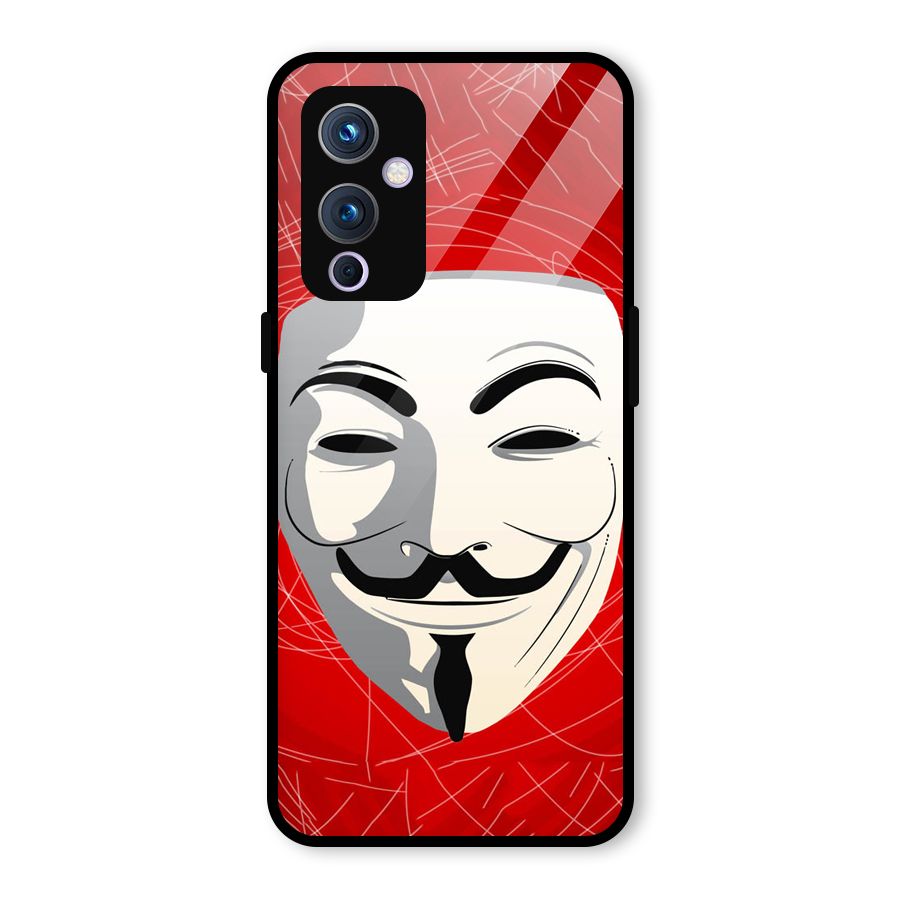 Anonymous Mask Abstract Glass Back Case for OnePlus 9