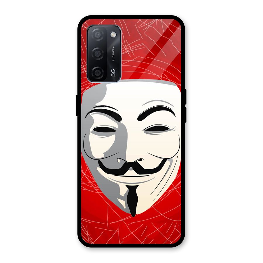 Anonymous Mask Abstract Glass Back Case for Oppo A53s 5G
