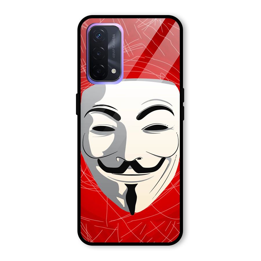 Anonymous Mask Abstract Glass Back Case for Oppo A74 5G