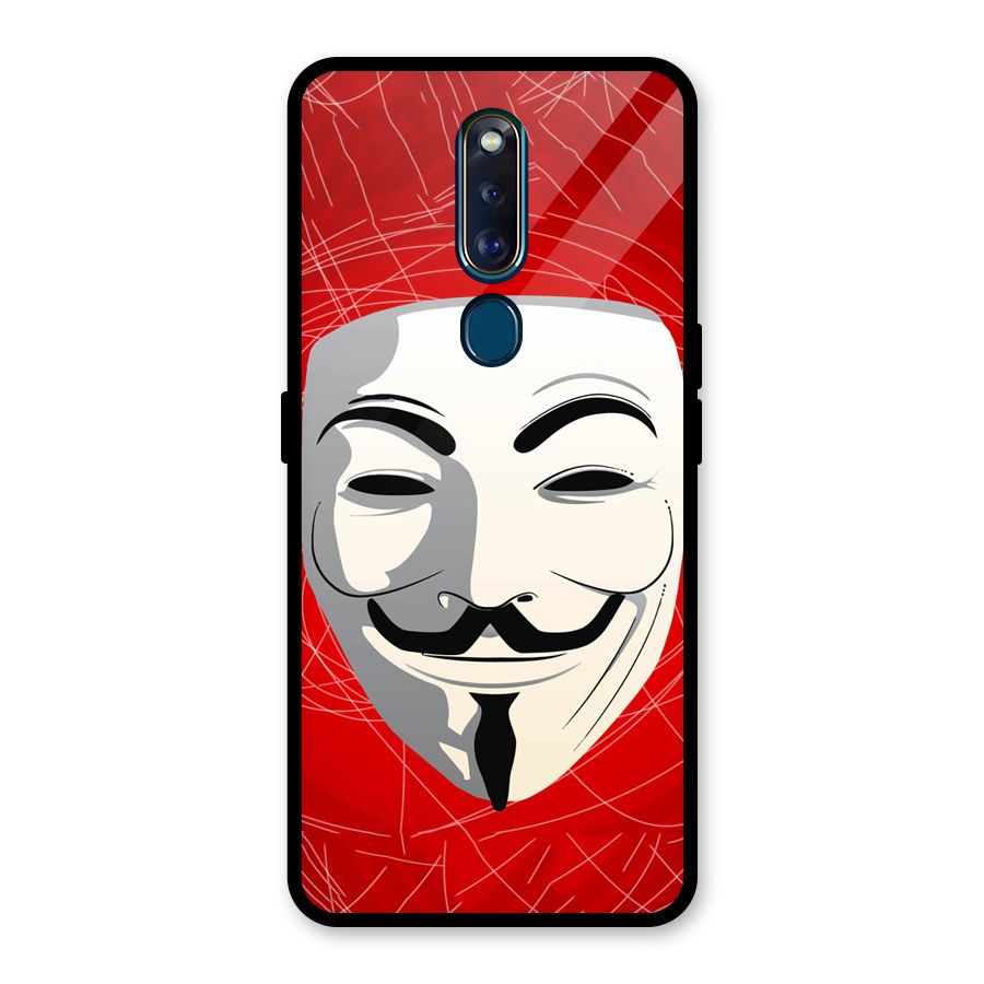 Anonymous Mask Abstract Glass Back Case for Oppo F11 Pro