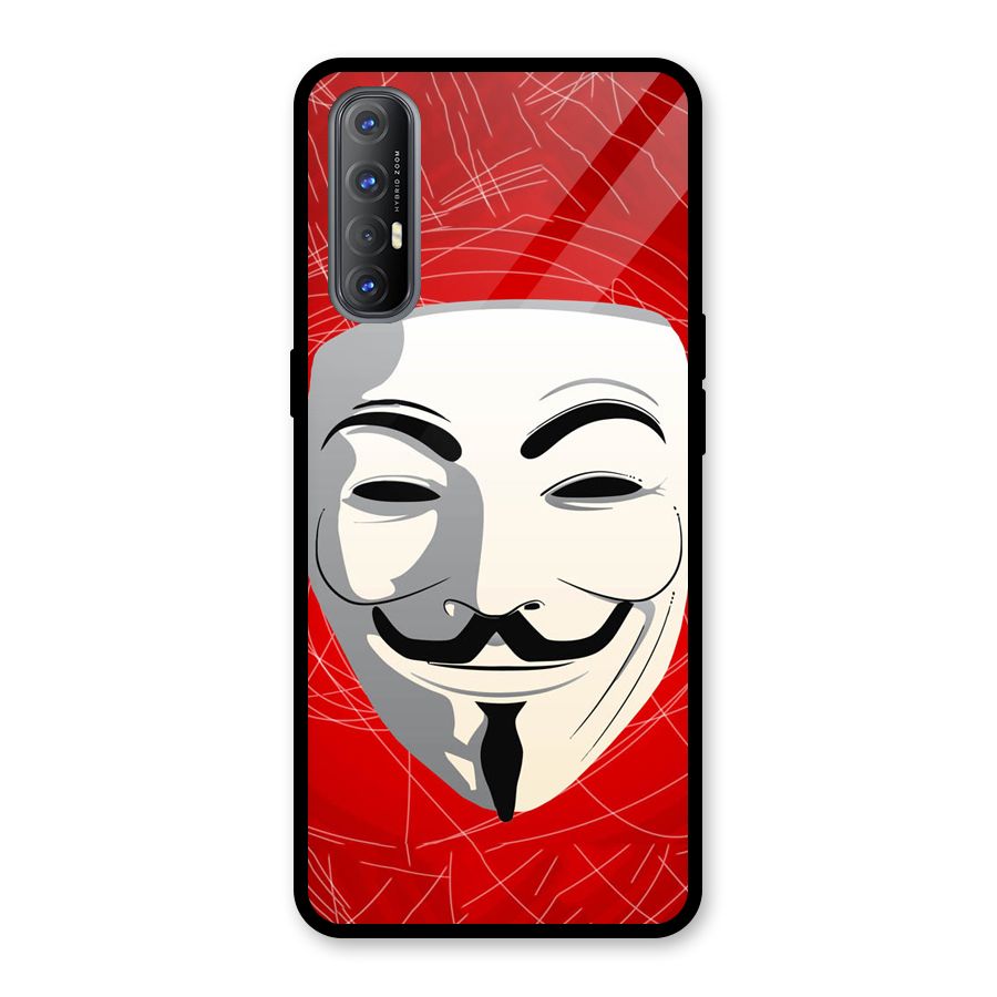 Anonymous Mask Abstract Glass Back Case for Oppo Reno3 Pro