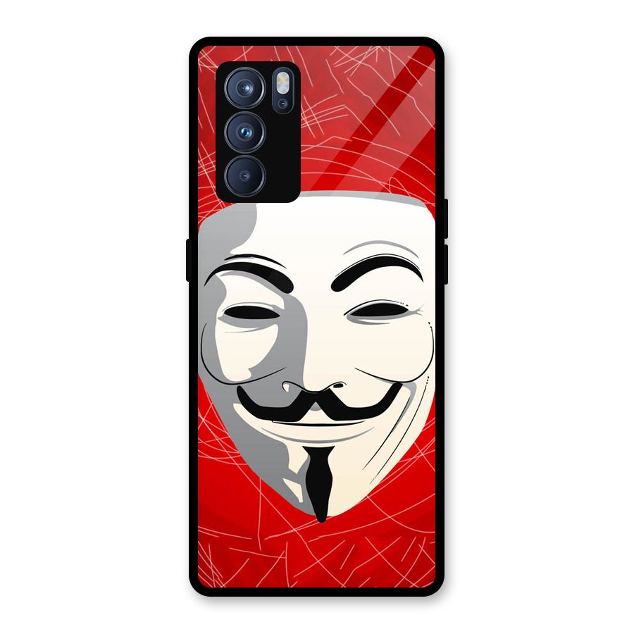 Anonymous Mask Abstract Glass Back Case for Oppo Reno6 Pro 5G