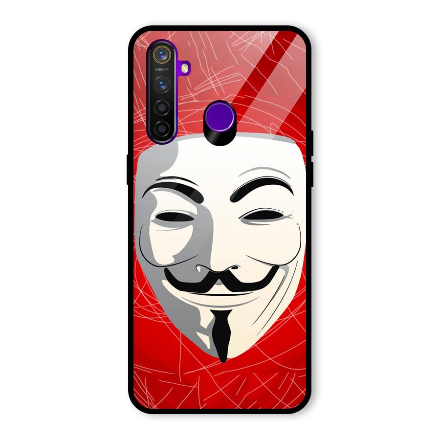 Anonymous Mask Abstract Glass Back Case for Realme 5 Pro