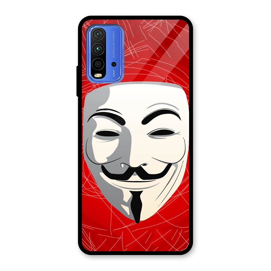 Anonymous Mask Abstract Glass Back Case for Redmi 9 Power