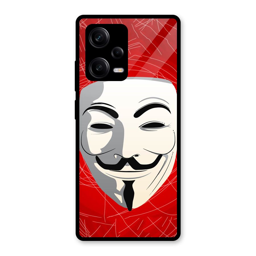 Anonymous Mask Abstract Glass Back Case for Redmi Note 12 Pro