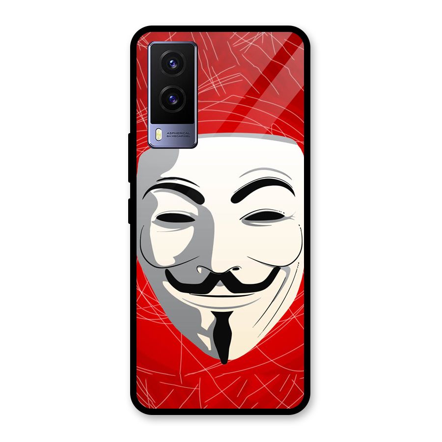 Anonymous Mask Abstract Glass Back Case for Vivo V21e 5G