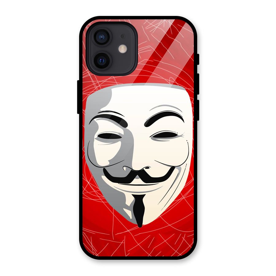 Anonymous Mask Abstract Glass Back Case for iPhone 12