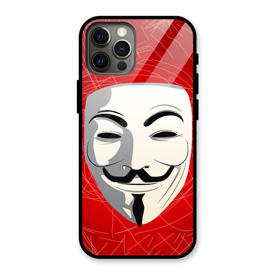Anonymous Mask Abstract Glass Back Case for iPhone 12 Pro
