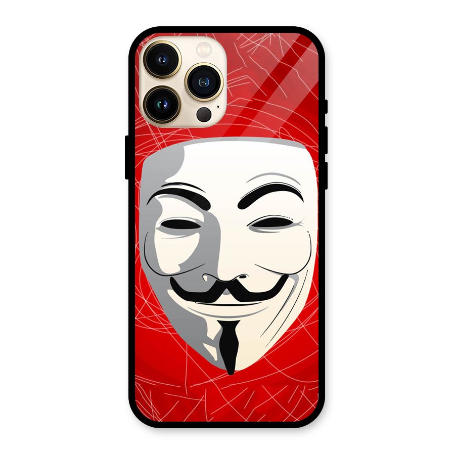 Anonymous Mask Abstract Glass Back Case for iPhone 13 Pro Max