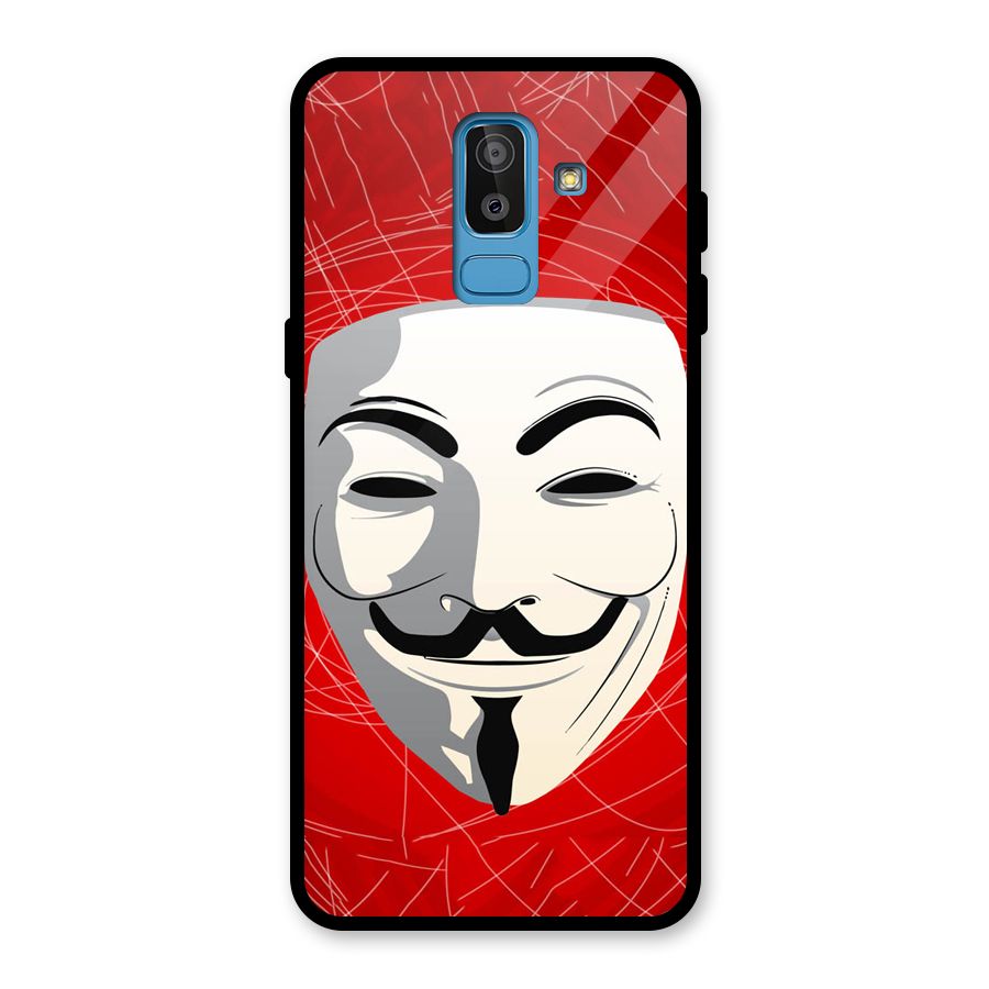 Anonymous Mask Abstract  Glass Back Case for Galaxy J8