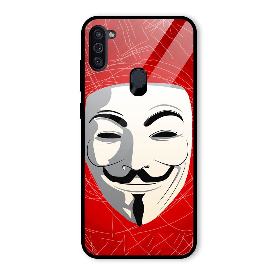 Anonymous Mask Abstract  Glass Back Case for Galaxy M11