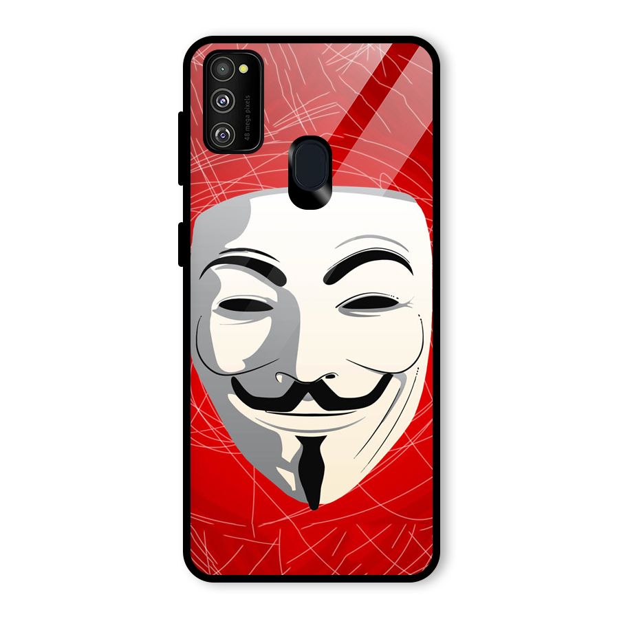 Anonymous Mask Abstract  Glass Back Case for Galaxy M30s