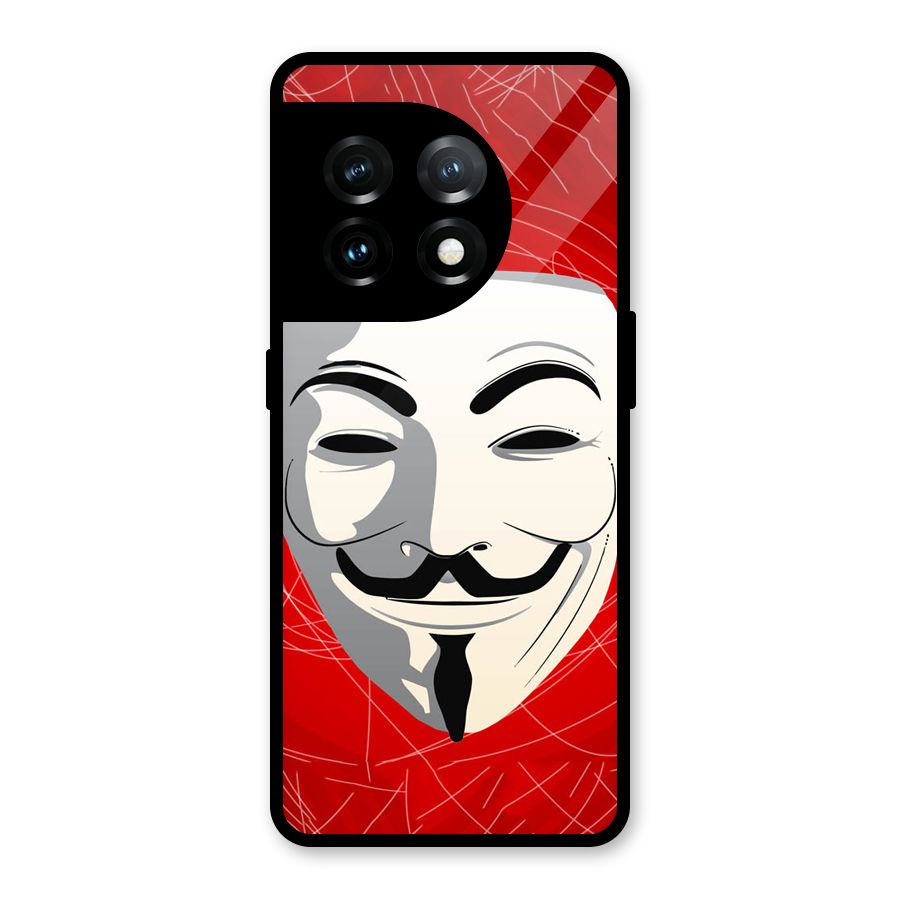 Anonymous Mask Abstract  Glass Back Case for OnePlus 11