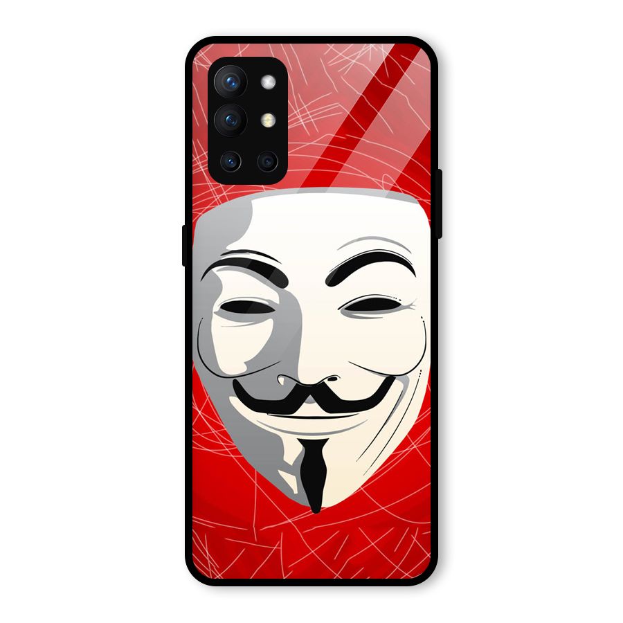 Anonymous Mask Abstract  Glass Back Case for OnePlus 9R