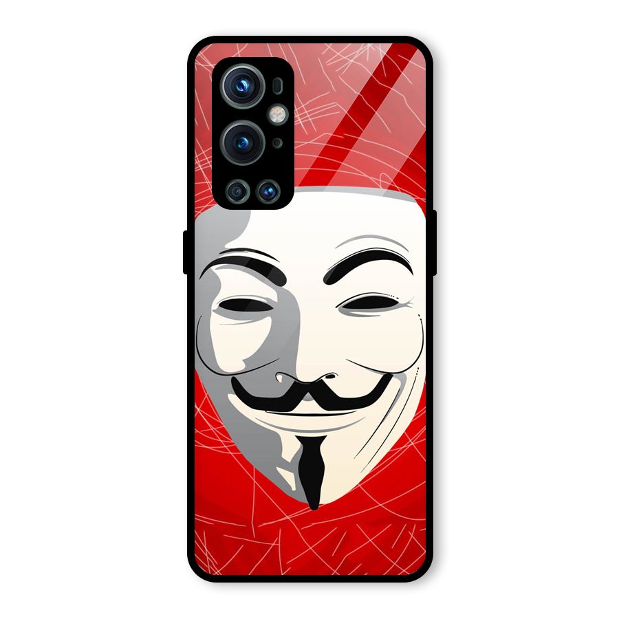 Anonymous Mask Abstract  Glass Back Case for OnePlus 9 Pro
