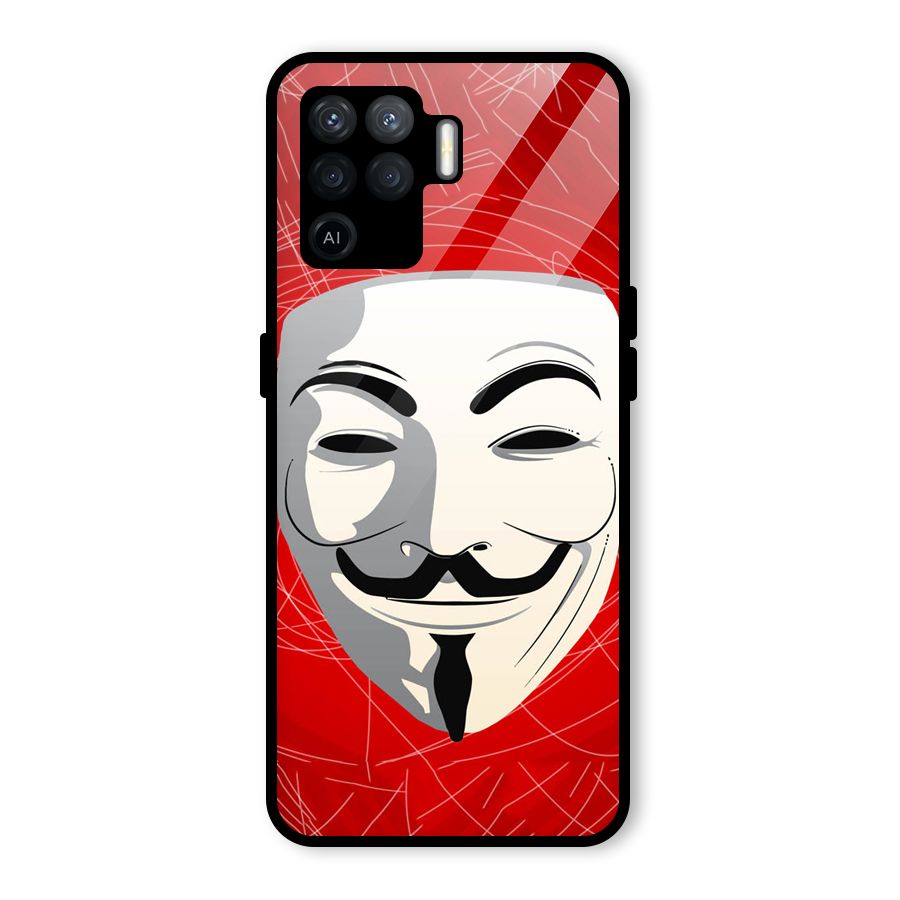 Anonymous Mask Abstract  Glass Back Case for Oppo F19 Pro