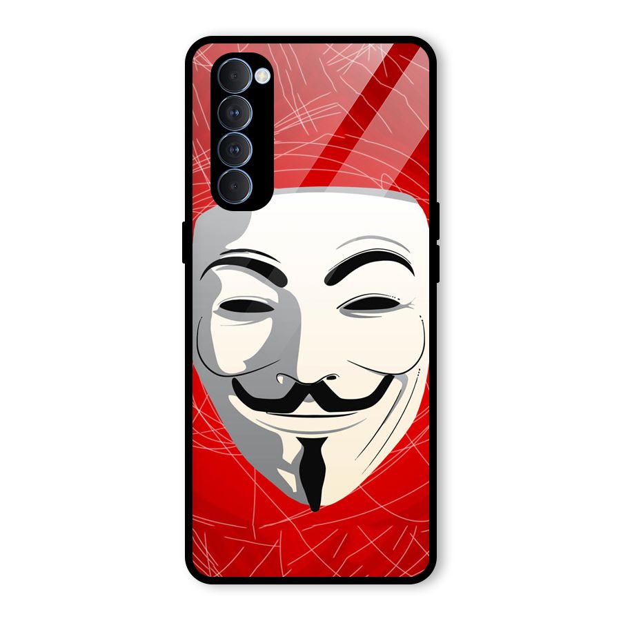 Anonymous Mask Abstract  Glass Back Case for Oppo Reno4 Pro