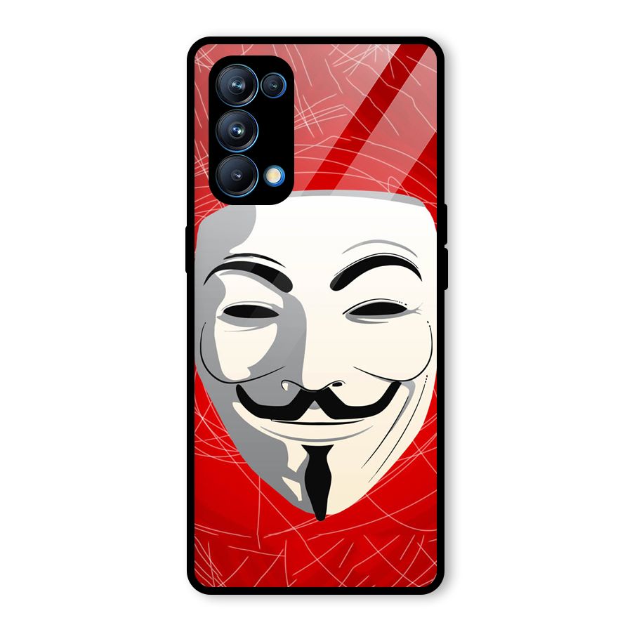 Anonymous Mask Abstract  Glass Back Case for Oppo Reno5 Pro 5G