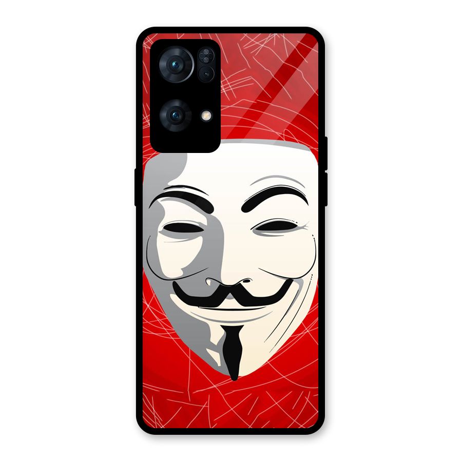 Anonymous Mask Abstract  Glass Back Case for Oppo Reno7 Pro 5G