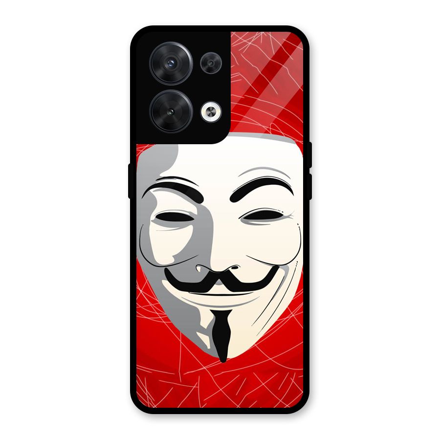 Anonymous Mask Abstract  Glass Back Case for Oppo Reno8 5G