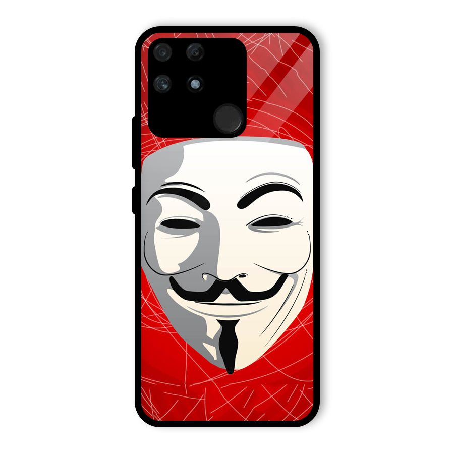 Anonymous Mask Abstract  Glass Back Case for Realme Narzo 50A