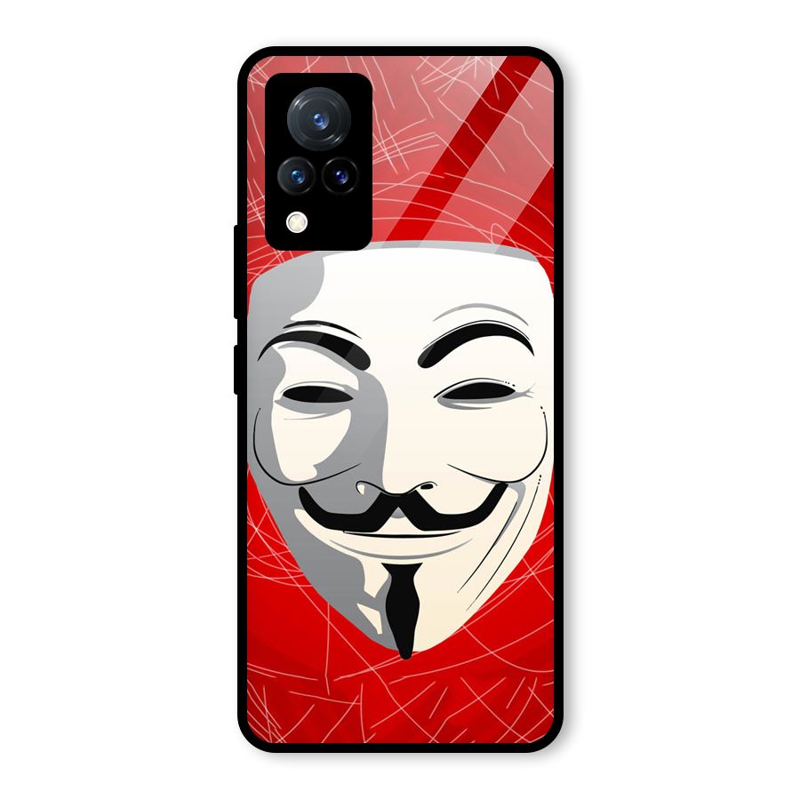 Anonymous Mask Abstract  Glass Back Case for Vivo V21 5G