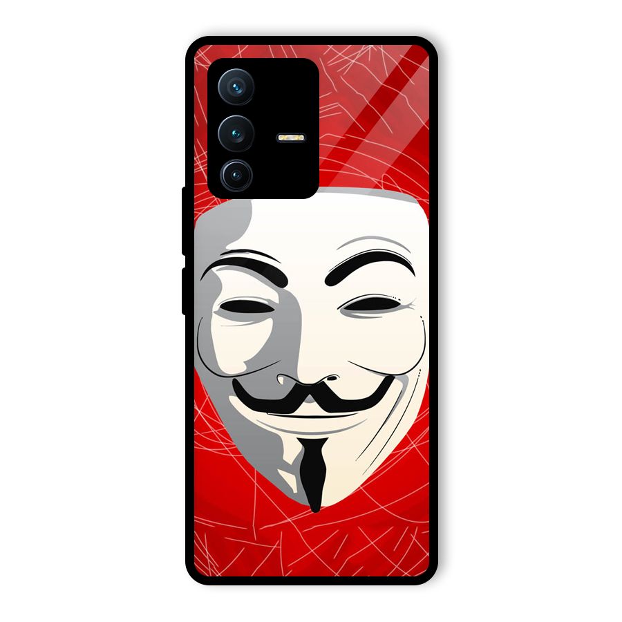 Anonymous Mask Abstract  Glass Back Case for Vivo V23 Pro