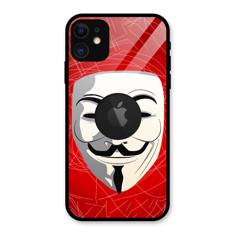 Anonymous Mask Abstract  Glass Back Case for iPhone 11 Logo Cut