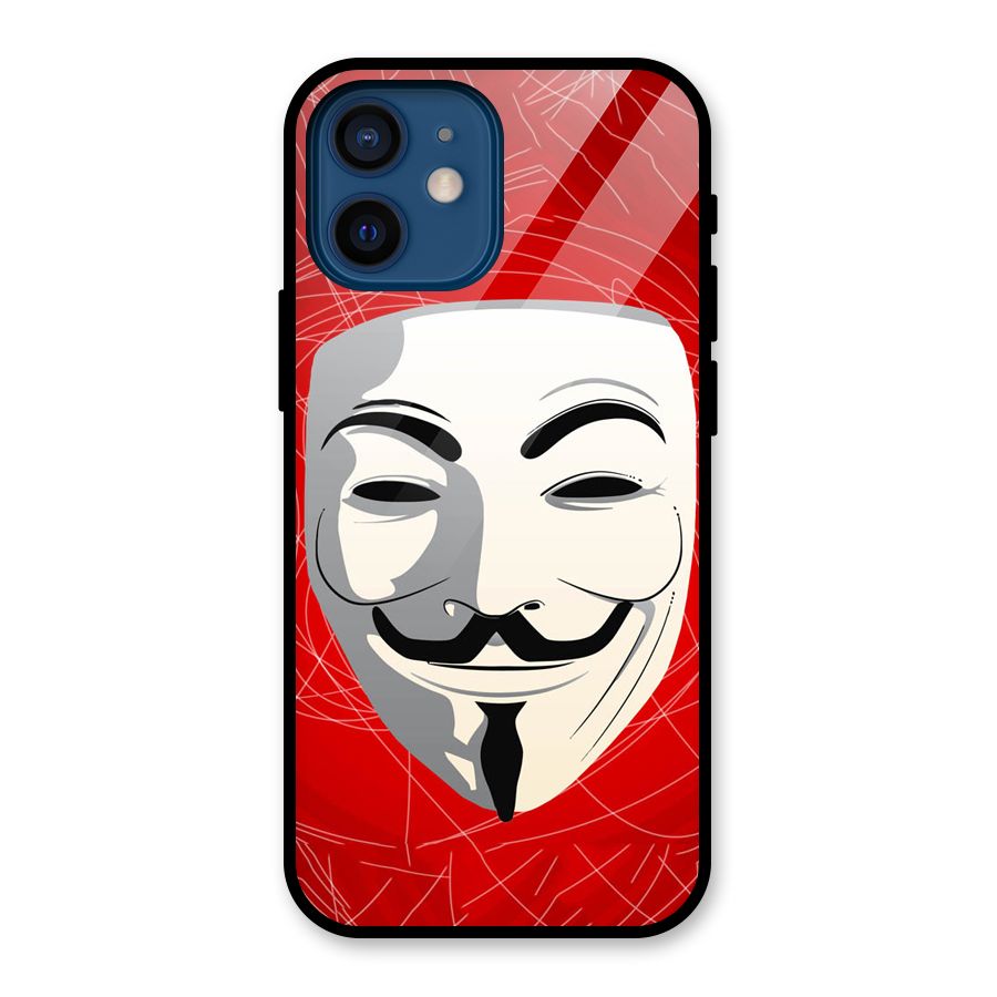 Anonymous Mask Abstract  Glass Back Case for iPhone 12 Mini
