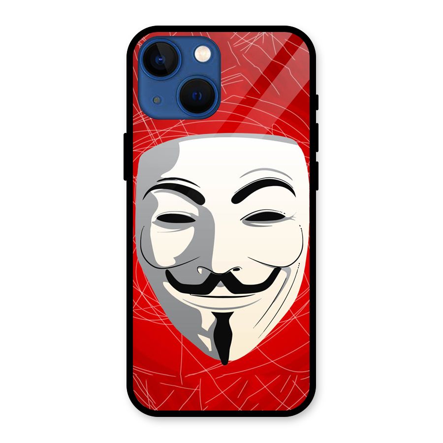Anonymous Mask Abstract  Glass Back Case for iPhone 13 Mini