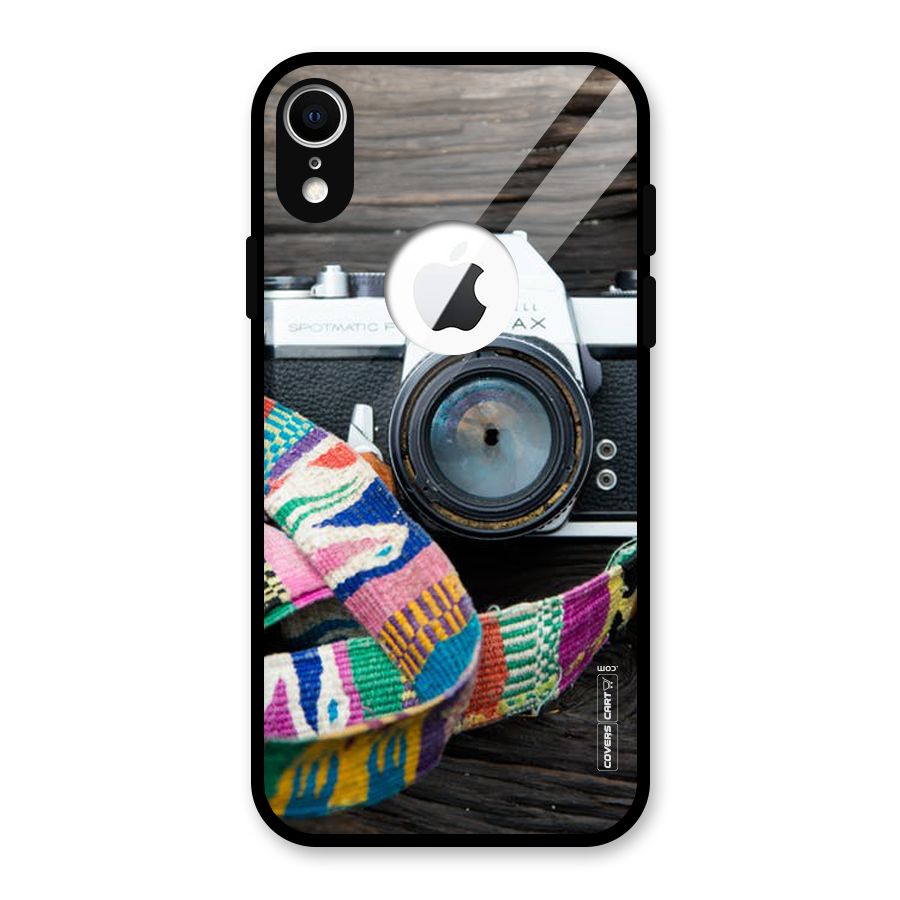 Antique Camera Glass Back Case for iPhone XR Logo Cut