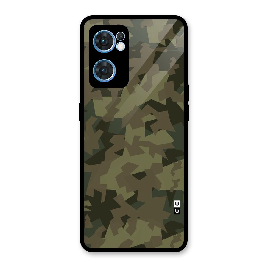 Army Abstract Glass Back Case for Oppo Reno7 5G