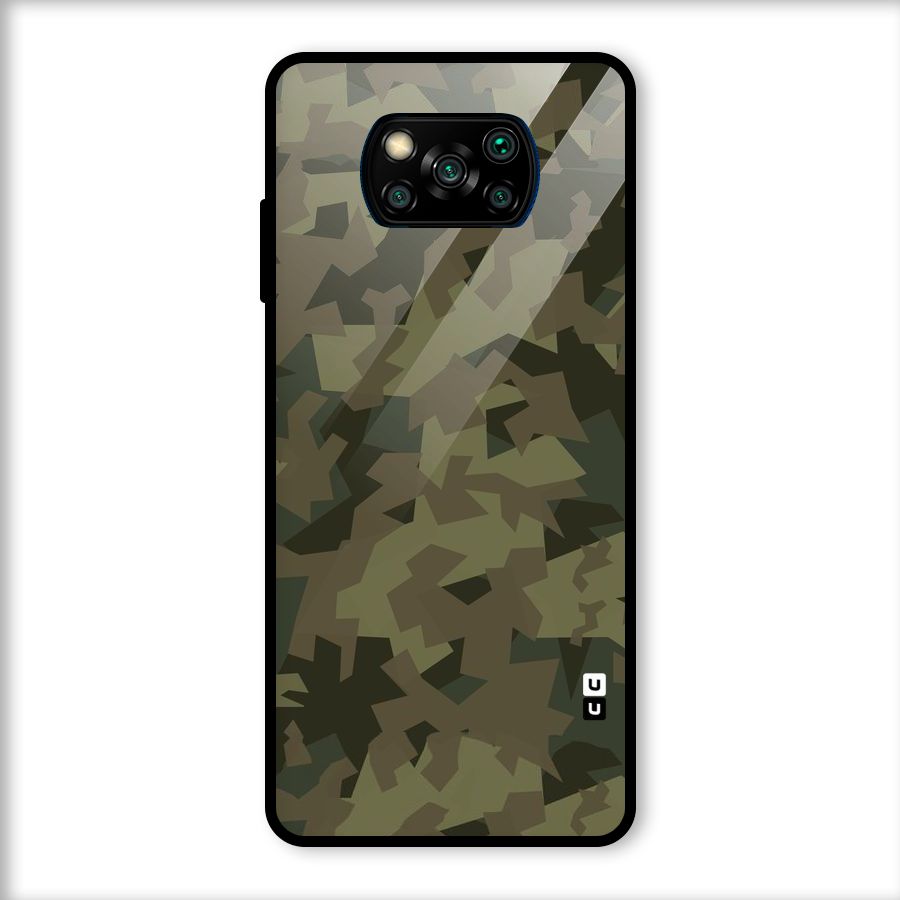 Army Abstract Glass Back Case for Poco X3