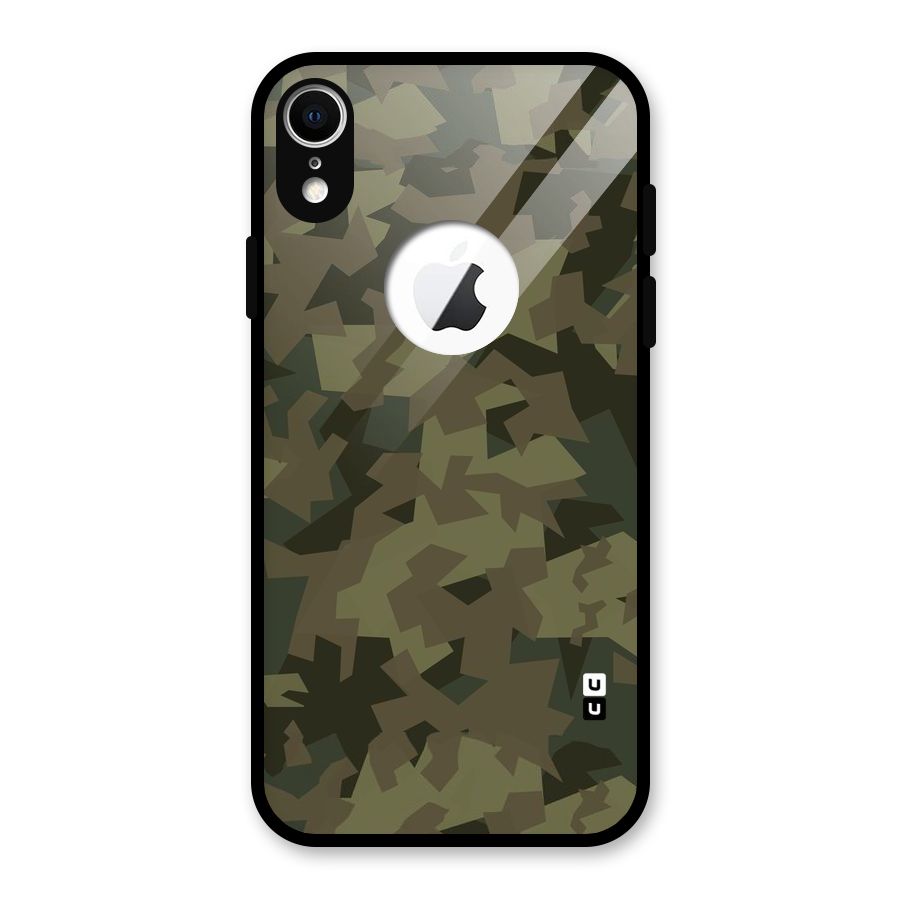Army Abstract Glass Back Case for iPhone XR Logo Cut