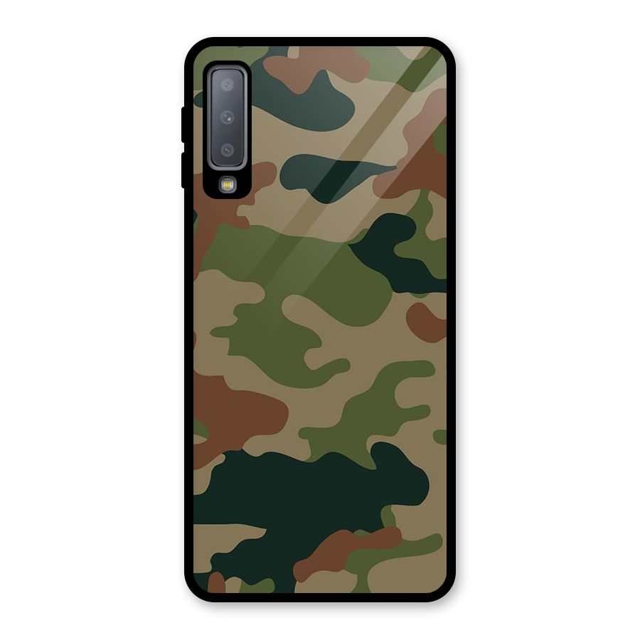Army Camouflage Glass Back Case for Galaxy A7 (2018)