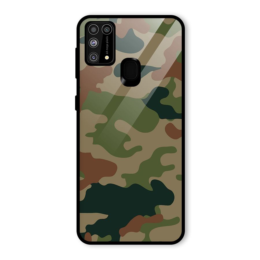 Army Camouflage Glass Back Case for Galaxy F41