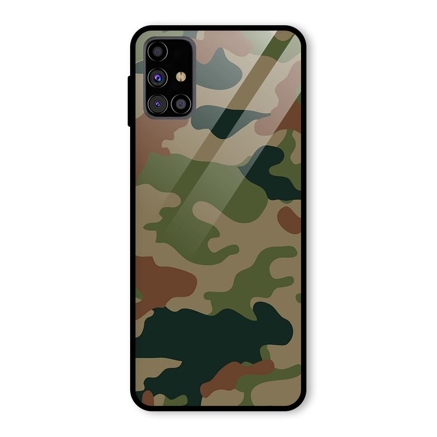 Army Camouflage Glass Back Case for Galaxy M31s
