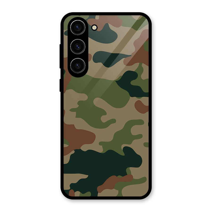 Army Camouflage Glass Back Case for Galaxy S23 Plus