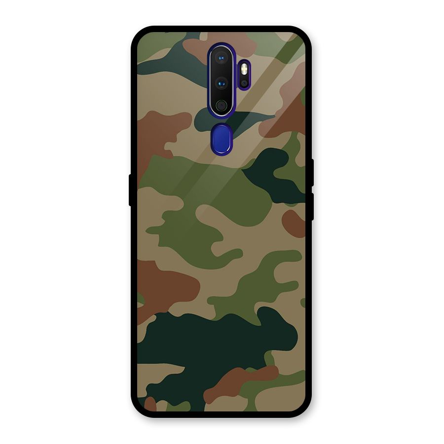 Army Camouflage Glass Back Case for Oppo A9 (2020)
