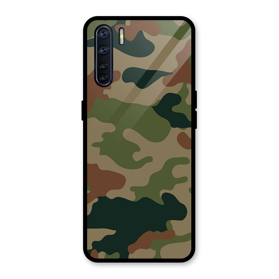 Army Camouflage Glass Back Case for Oppo F15