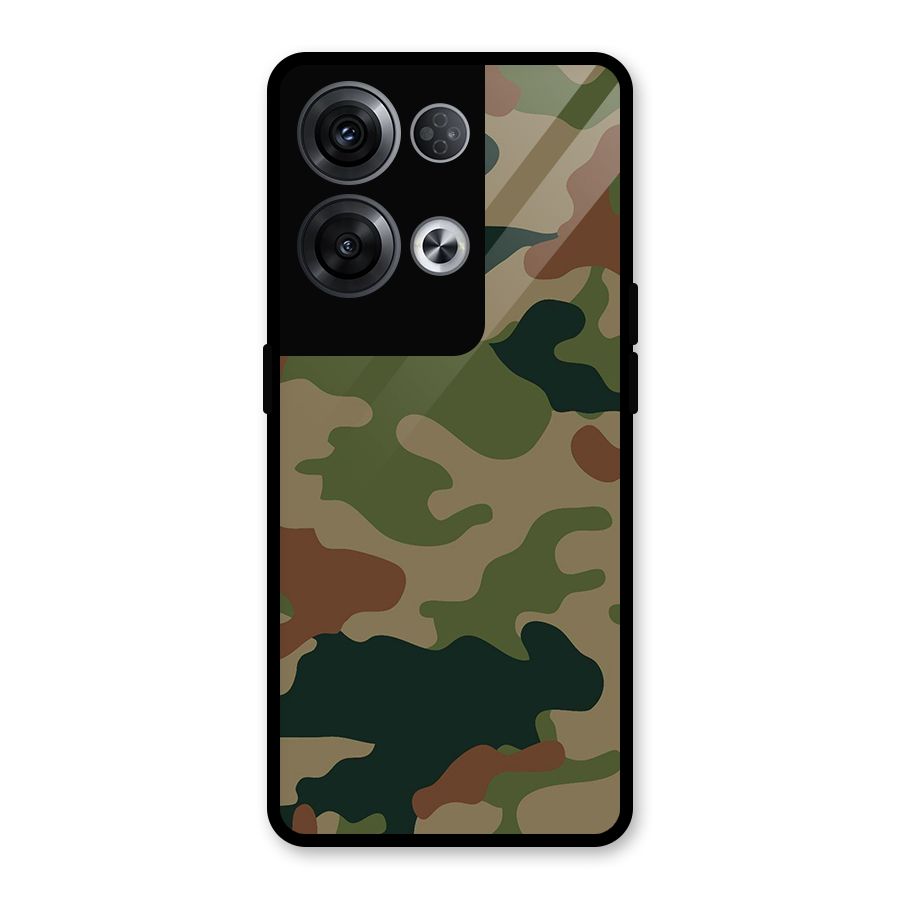 Army Camouflage Glass Back Case for Oppo Reno8 Pro 5G