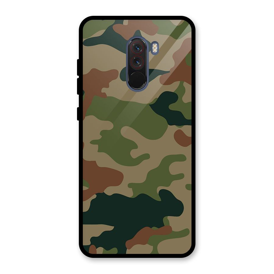 Army Camouflage Glass Back Case for Poco F1