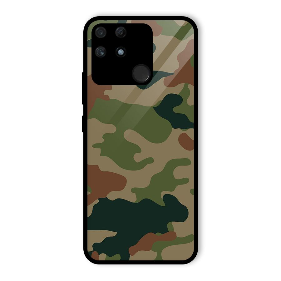 Army Camouflage Glass Back Case for Realme Narzo 50A