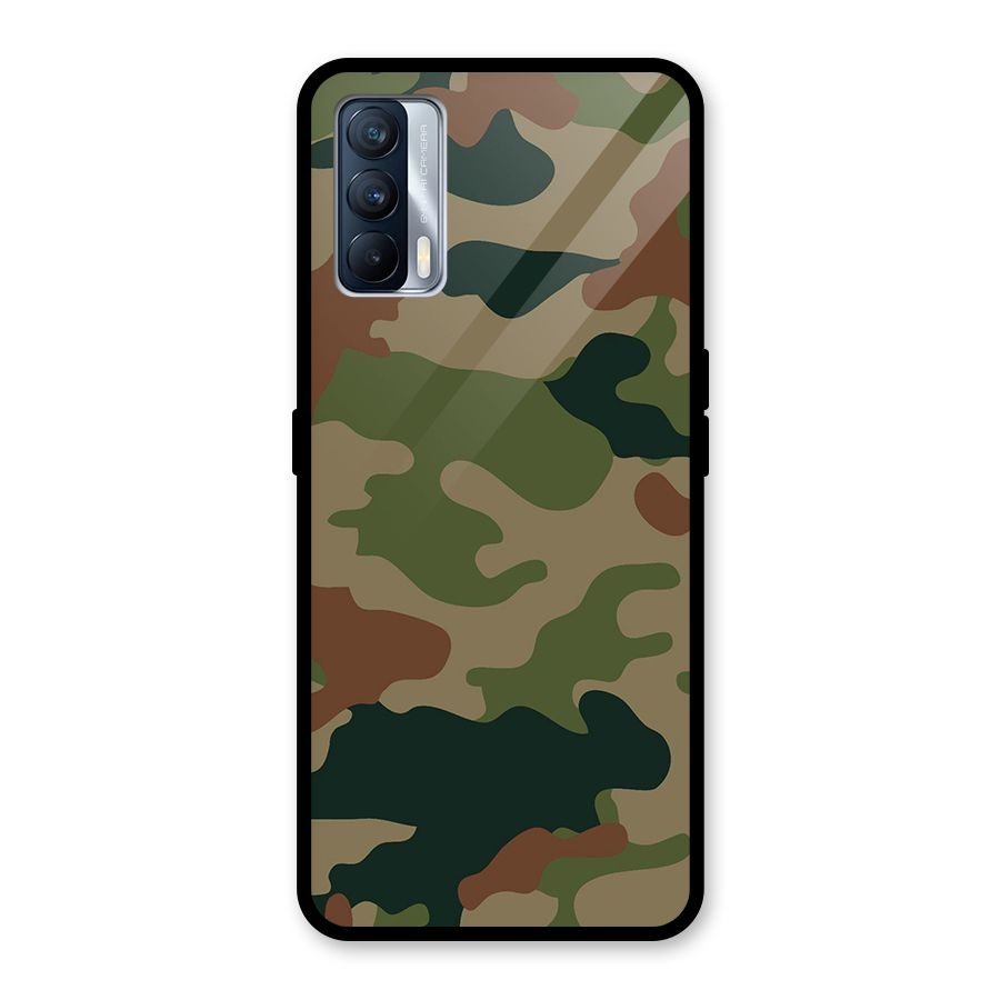 Army Camouflage Glass Back Case for Realme X7