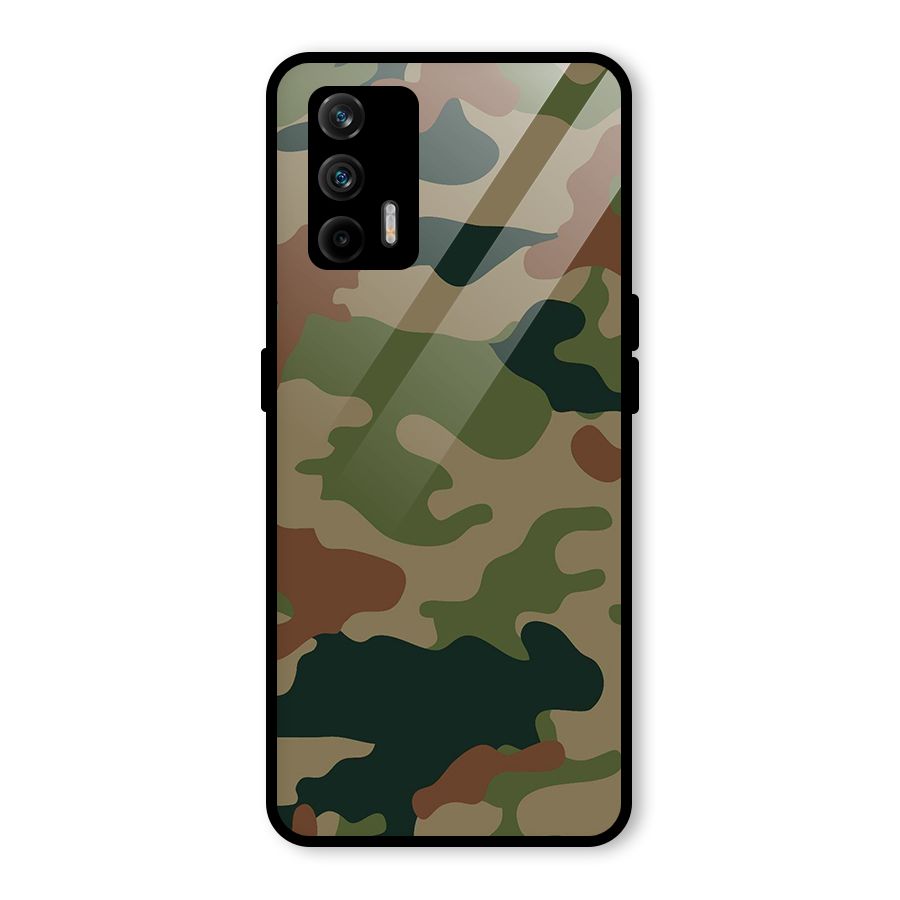 Army Camouflage Glass Back Case for Realme X7 Max